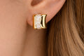 Ivory Wave Gold Stud Earrings