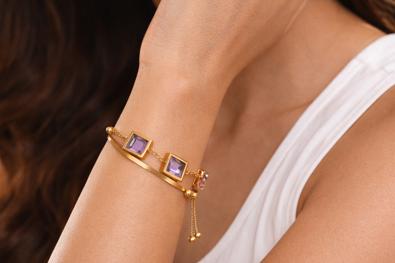 Royal Amethyst Gold Bracelet