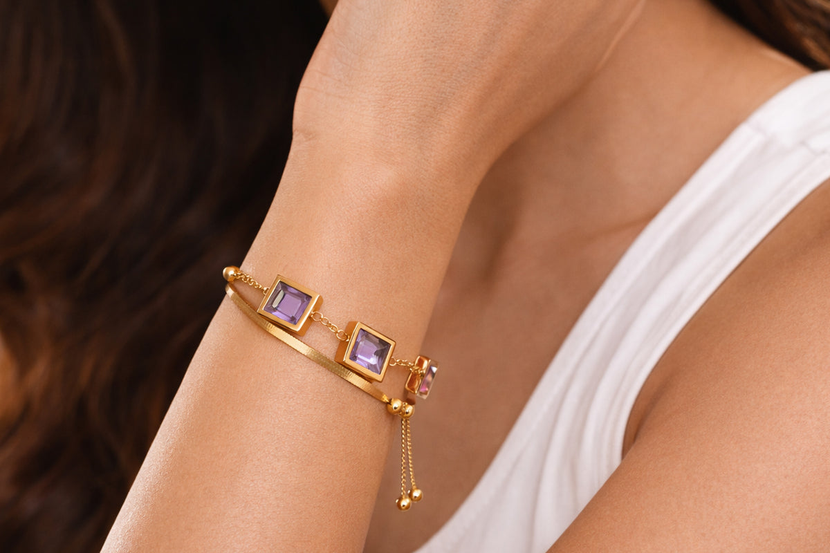 Royal Amethyst Gold Bracelet