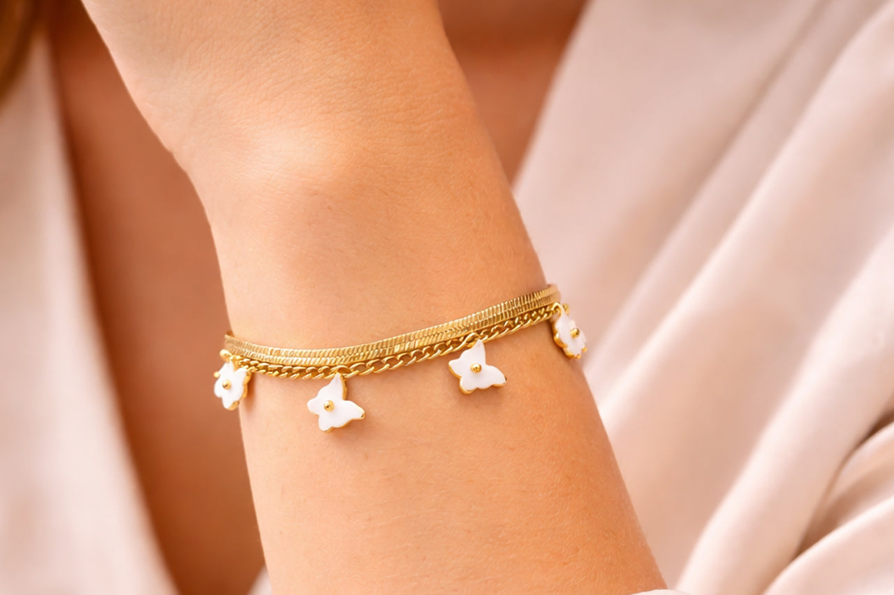 18K Gold Plated Butterfly Charm Bracelet