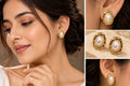 Asterials 18K Gold Plated Pearl Stud Earrings for Women – Textured Oval Anti-Tarnish Jewellery