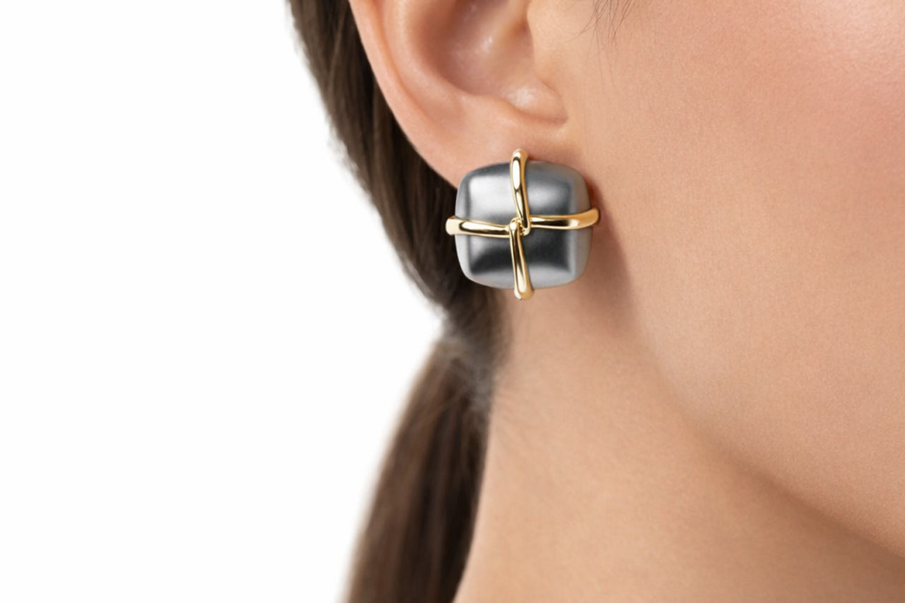Interlock Cube Stud Earrings
