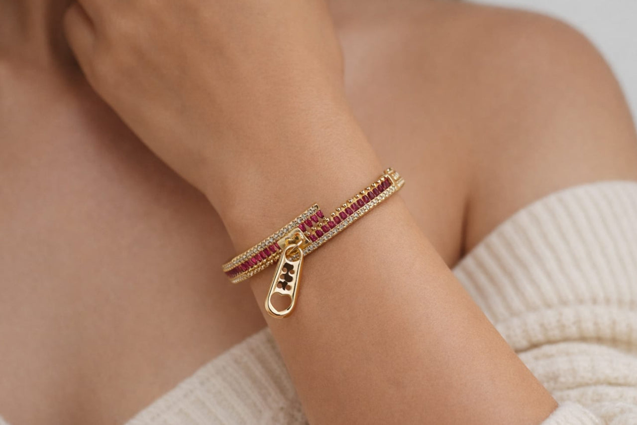 Zip Accent Bangle Bracelet