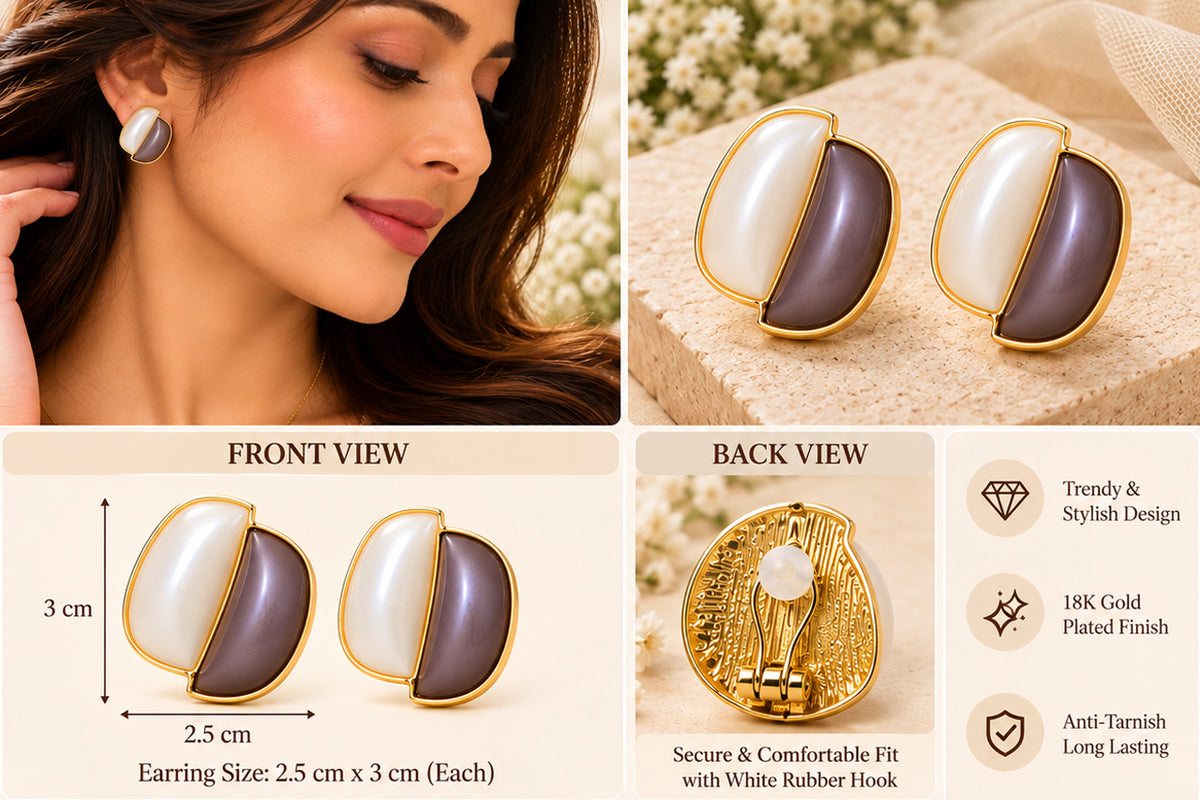 Gold-Tone Two-Tone Geometric Stud Earrings
