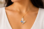 Asterials 18K Gold Plated Blue Floral Butterfly Charm Pendant Necklace