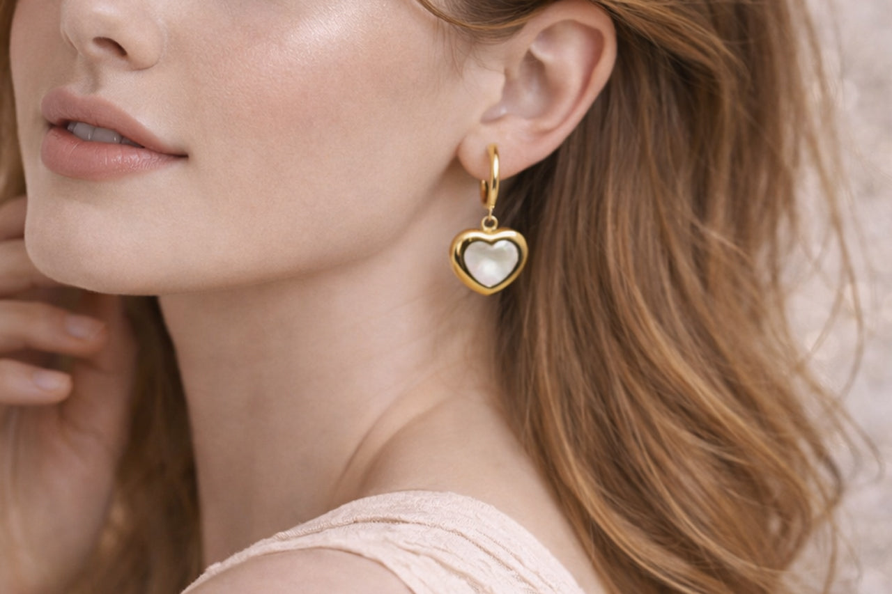 Golden Heart Drop Earrings