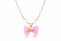 Asterials 18K Gold Plated Pink Bow Knot Pendant Necklace