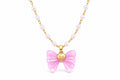 Asterials 18K Gold Plated Pink Bow Knot Pendant Necklace