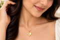 Asterials 18K Gold Plated Heart Floral Pendant Necklace for Women