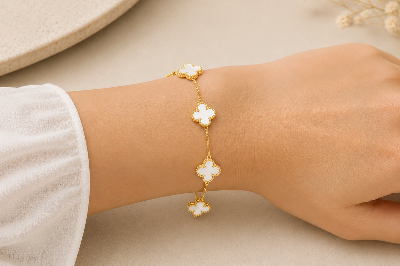 18K Gold Plated Clover Bracelet for Women
