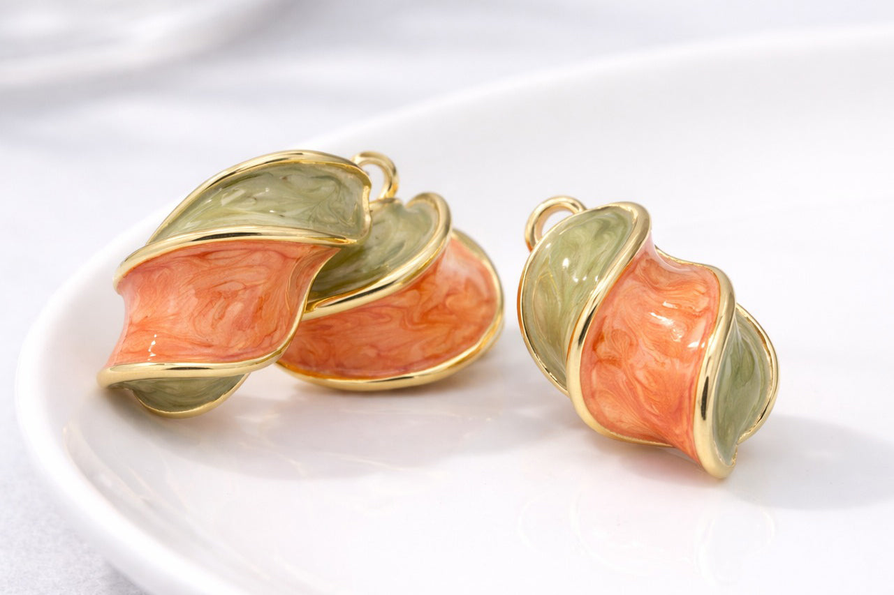 Aureline Wave Earrings — Gold Plated with Enamel Artistry