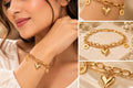 Asterials 18K Gold Plated Dual Chain Charm Bracelet for Women | Heart & Star Disc Charms | Anti-Tarnish Everyday Jewellery