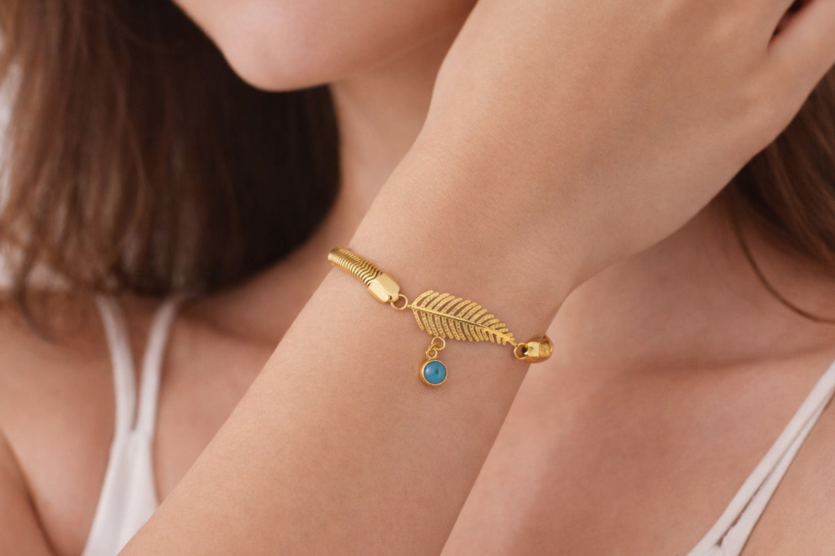 Golden Leaf Evil Eye Bracelet