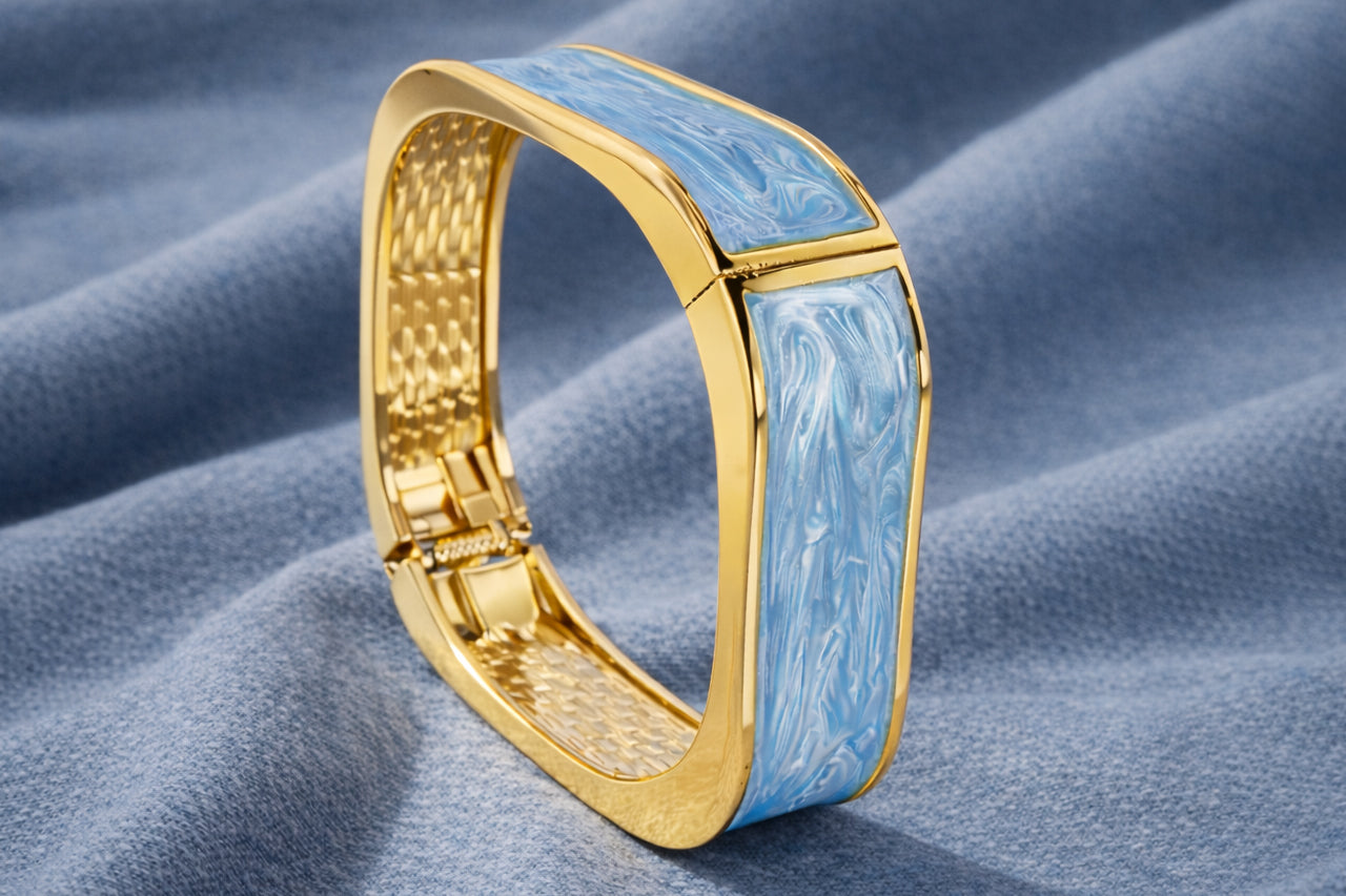18K Gold Plated Enamel Statement Bangle