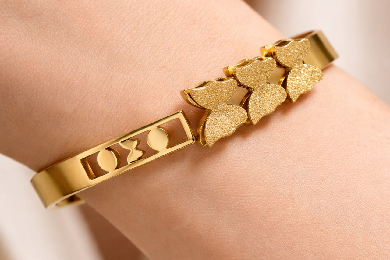 Golden Butterfly Charm Bangle