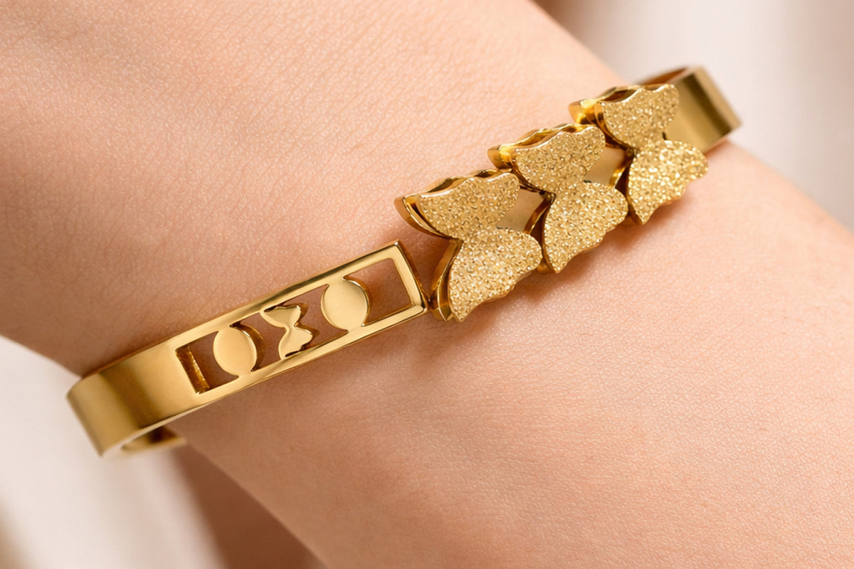 Golden Butterfly Charm Bangle