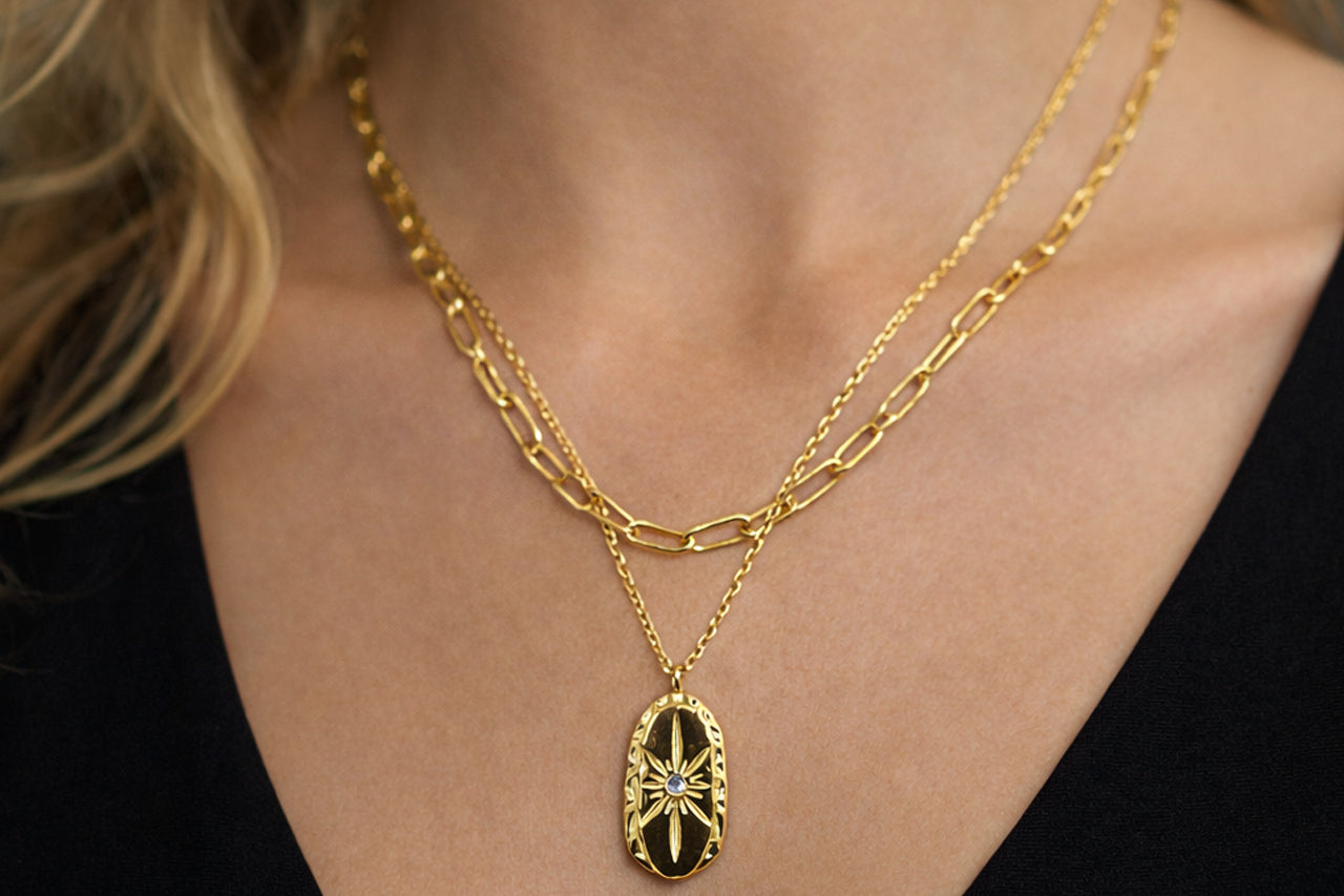 Layered Star Medallion Necklace