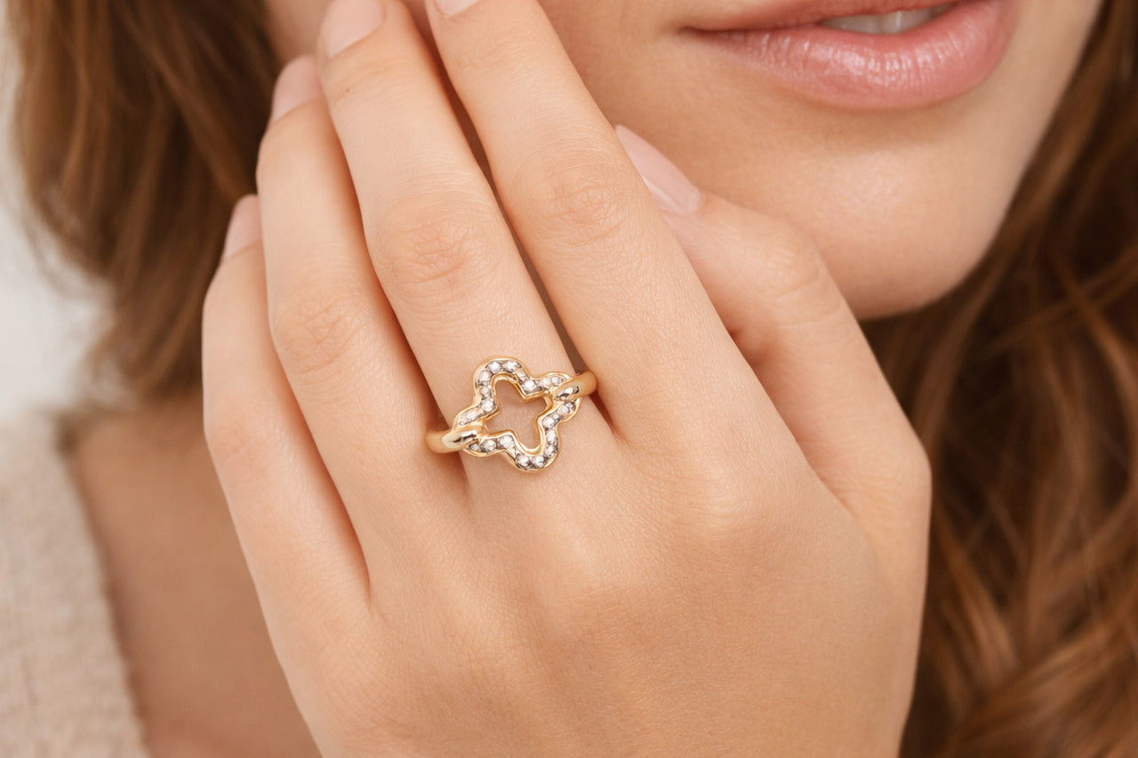 Crystal Clover Ring