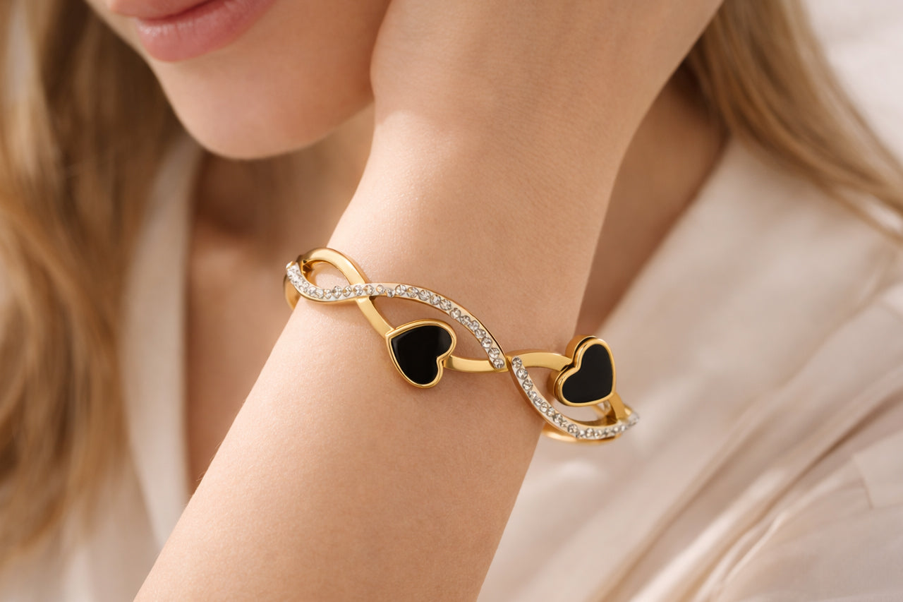 Infinity Heart Enamel Bracelet