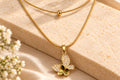 Asterials Golden Butterfly Crystal Pendant Layered Necklace