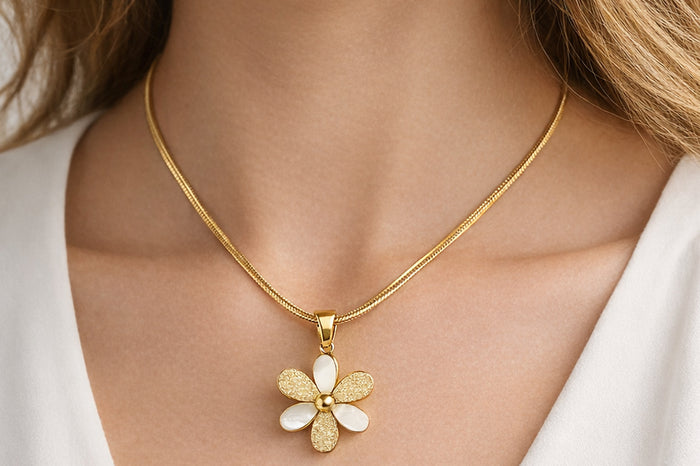 Golden Bloom Flower Pendant Necklace