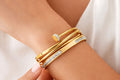 Elegant 18K Gold Plated Crystal Cuff Bracelet (3 Micron)