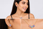 18K Gold Plated Pastel Crystal Necklace & Stud Earrings Set for Women