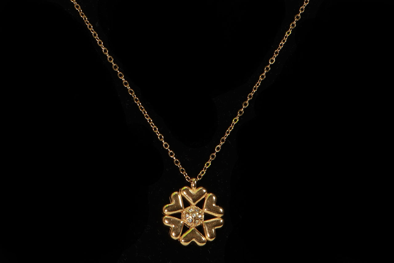 Golden Bloom Crystal Flower Pendant Necklace for Women | Asterials