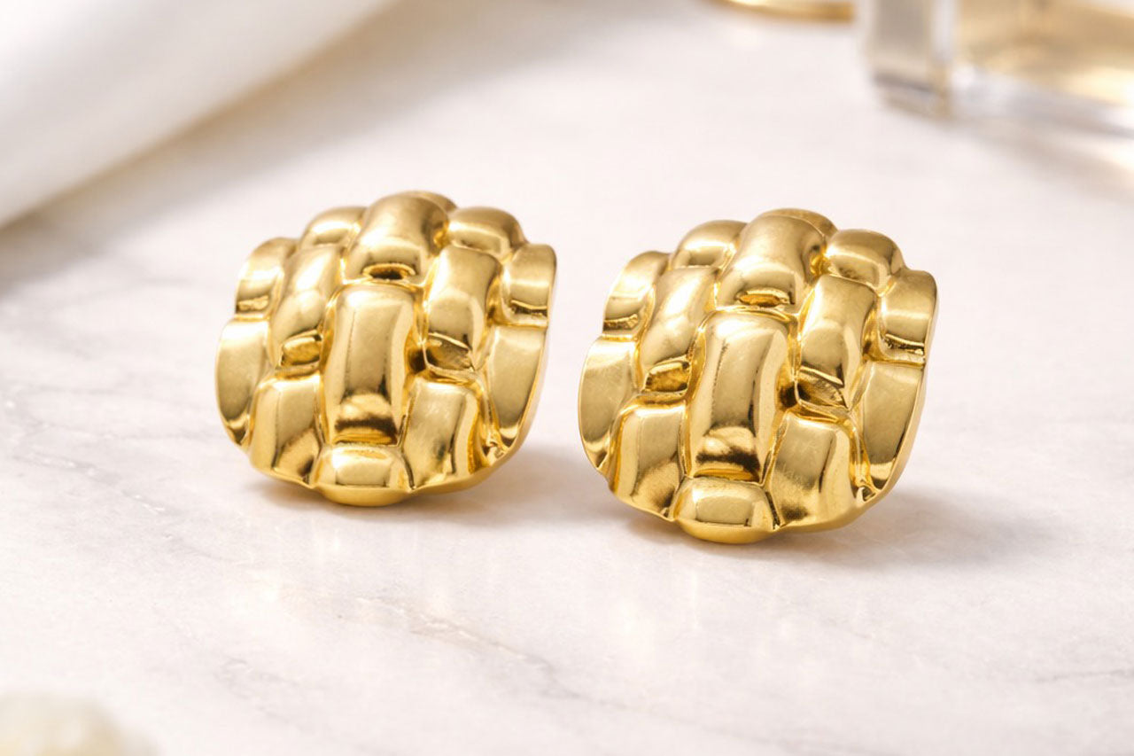 Premium 18K Gold Plated (3 Micron) Chunky Stud Earrings