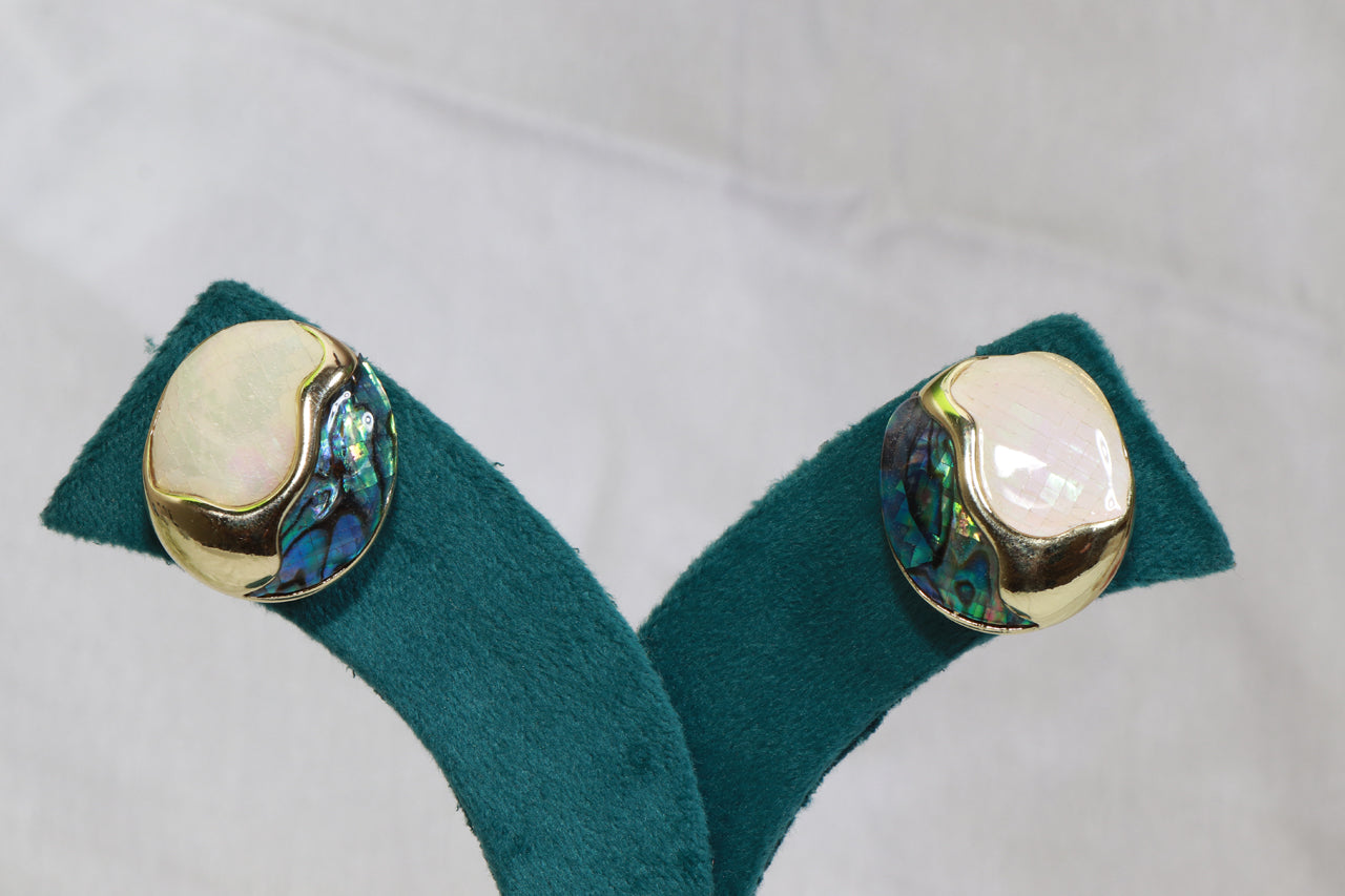 Asterials 18K Gold Plated Opal & Abalone Shell Statement Earrings