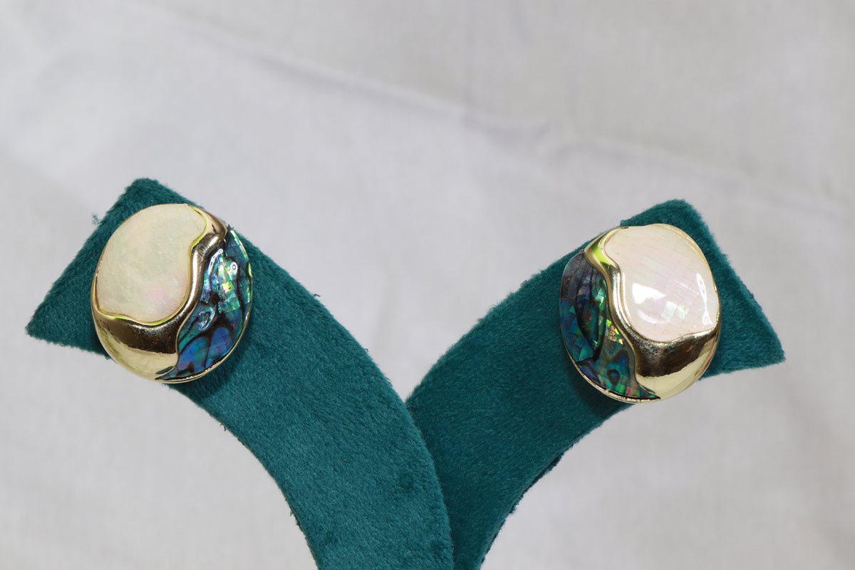 Asterials 18K Gold Plated Opal & Abalone Shell Statement Earrings