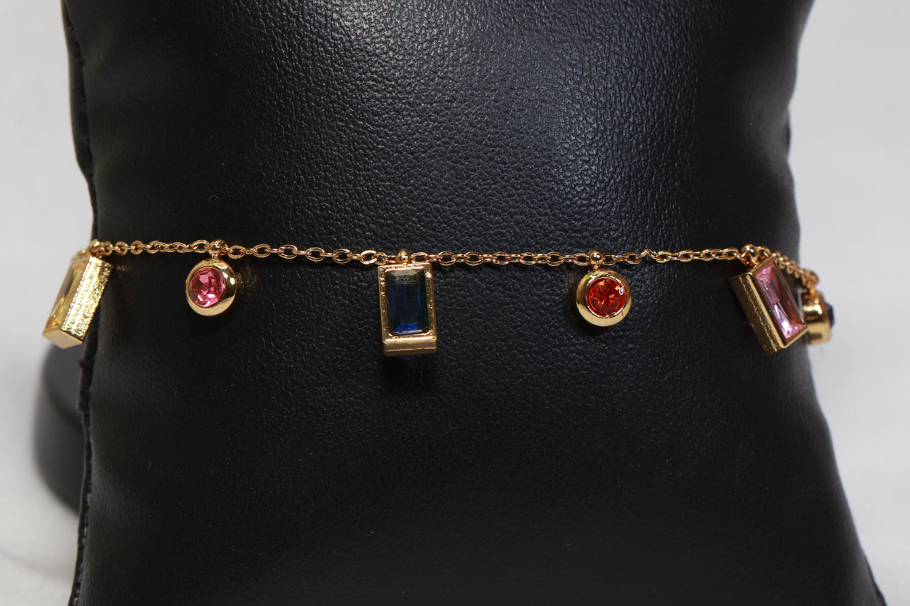 Asterials 18K Gold Plated Multicolour Crystal Charm Bracelet for Women | Elegant Everyday Jewellery