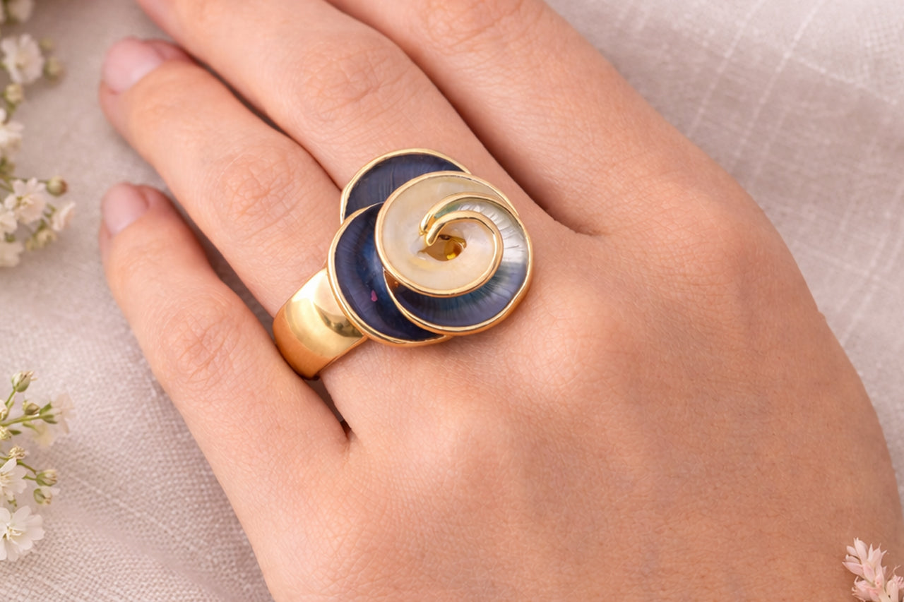 Celestial Swirl Statement Ring