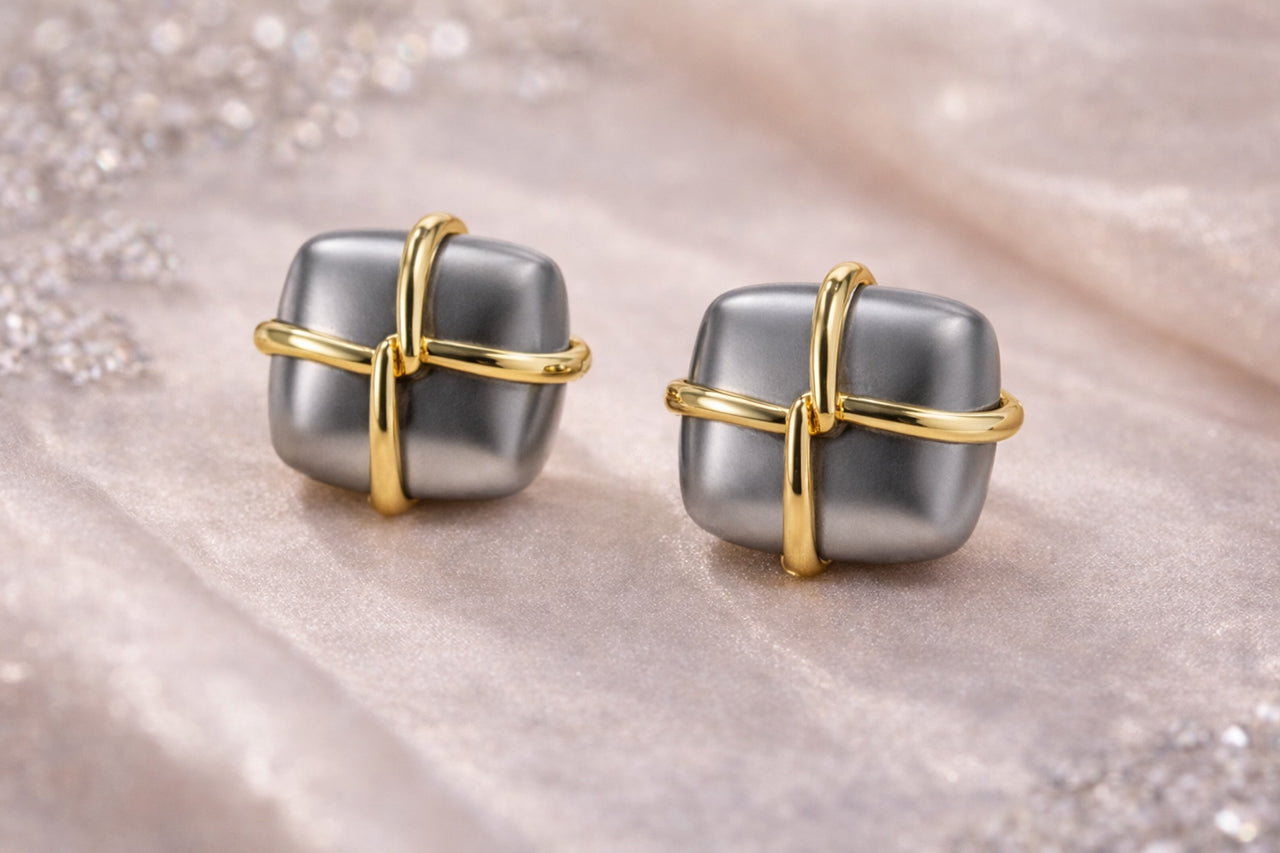 Interlock Cube Stud Earrings