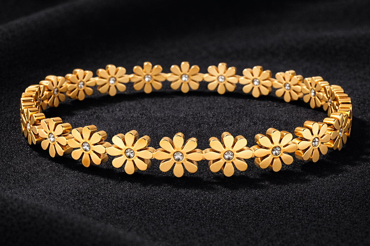 Golden Daisy Charm Bracelet