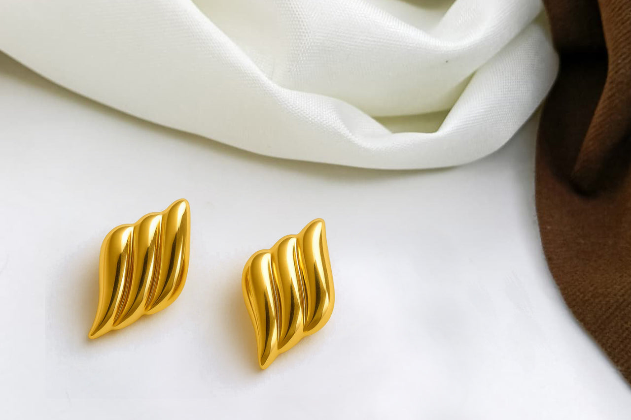 18K Gold Plated (3 Micron) Twisted Stud Earrings