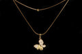 Asterials Golden Butterfly Crystal Pendant Layered Necklace