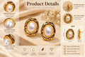 Asterials 18K Gold Plated Pearl Stud Earrings for Women – Textured Oval Anti-Tarnish Jewellery
