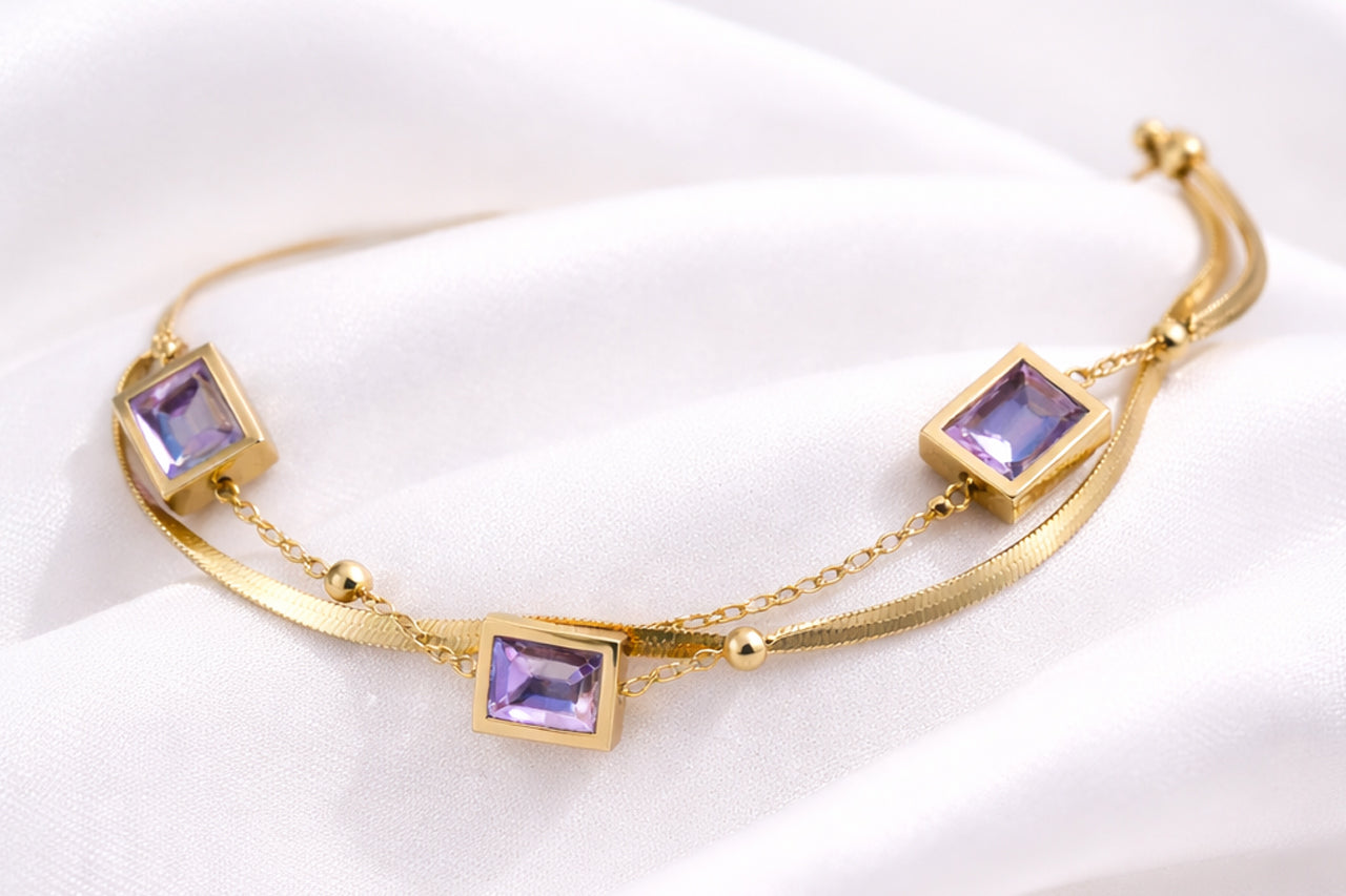 Royal Amethyst Gold Bracelet