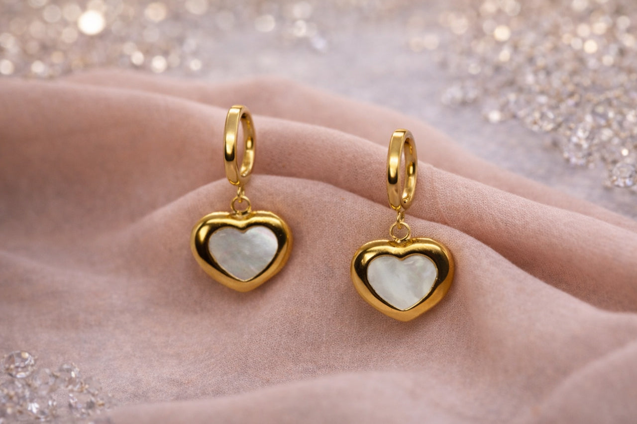 Golden Heart Drop Earrings