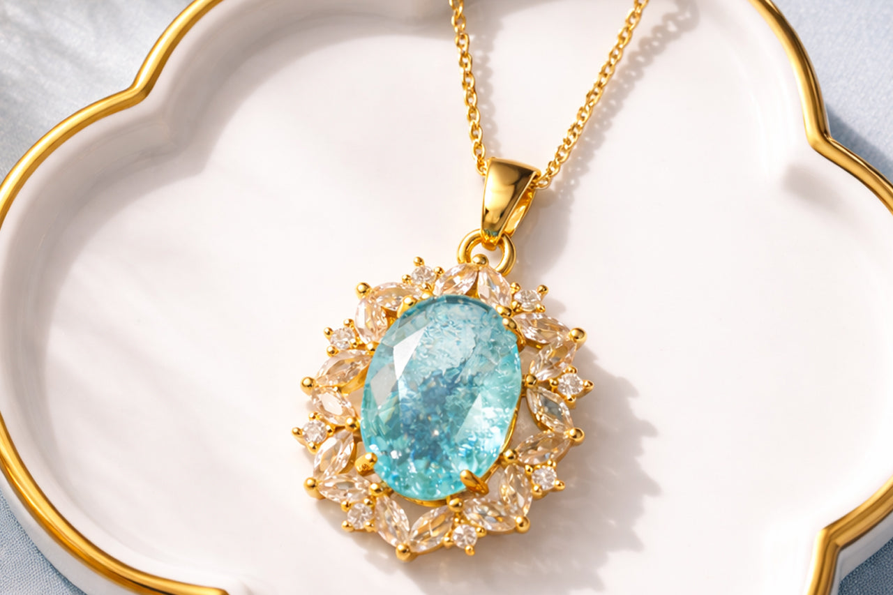 18K Gold Plated (3 Micron) Ice Crush Doublet Necklace