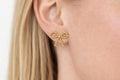 Golden Bow Beaded Stud Earrings