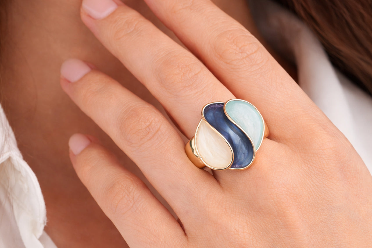 Ocean Flow Enamel Statement Ring