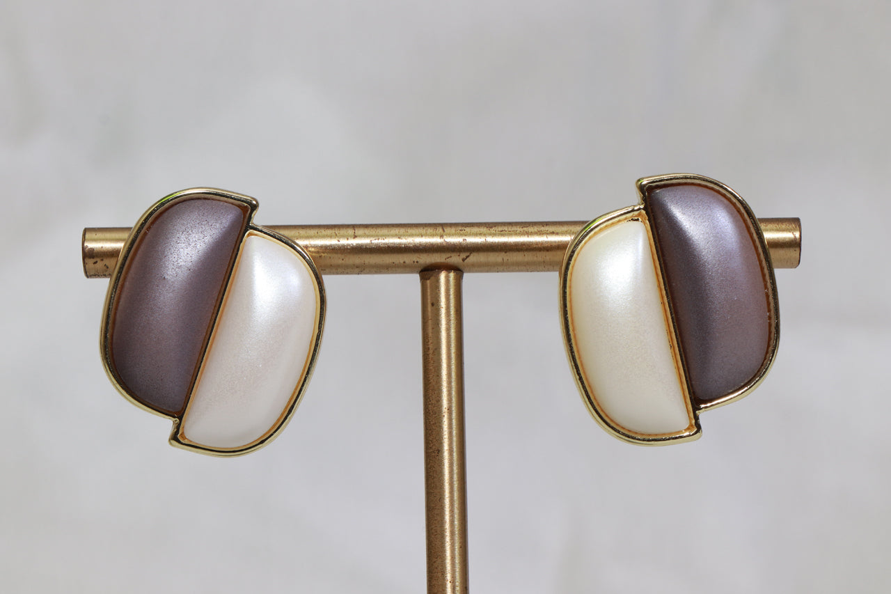 Gold-Tone Two-Tone Geometric Stud Earrings