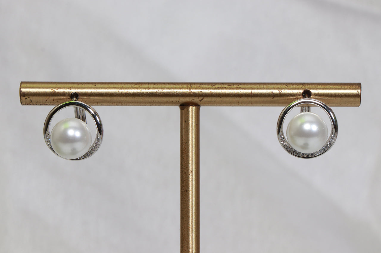 Asterials Elegant Pearl Circular Hoop Earrings