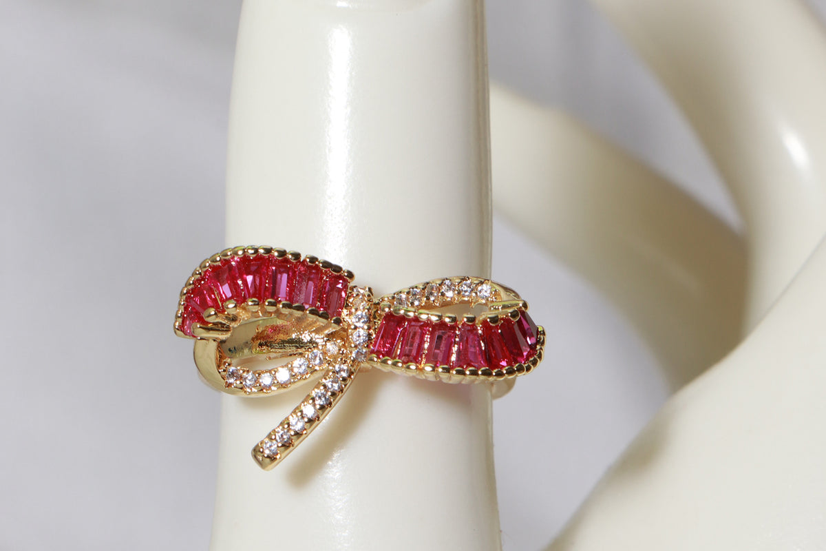 Asterials Ruby Red Bow Statement Ring