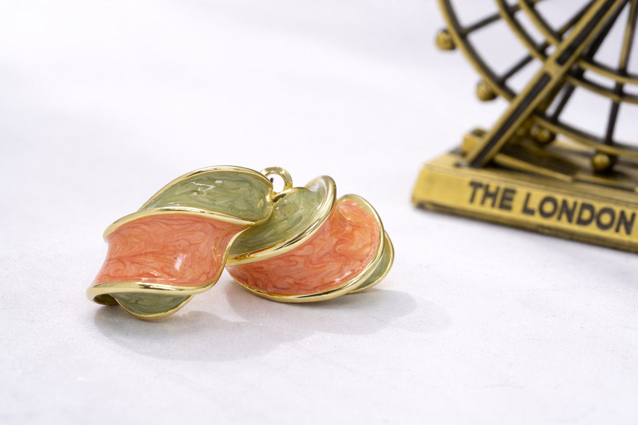 Aureline Wave Earrings — Gold Plated with Enamel Artistry