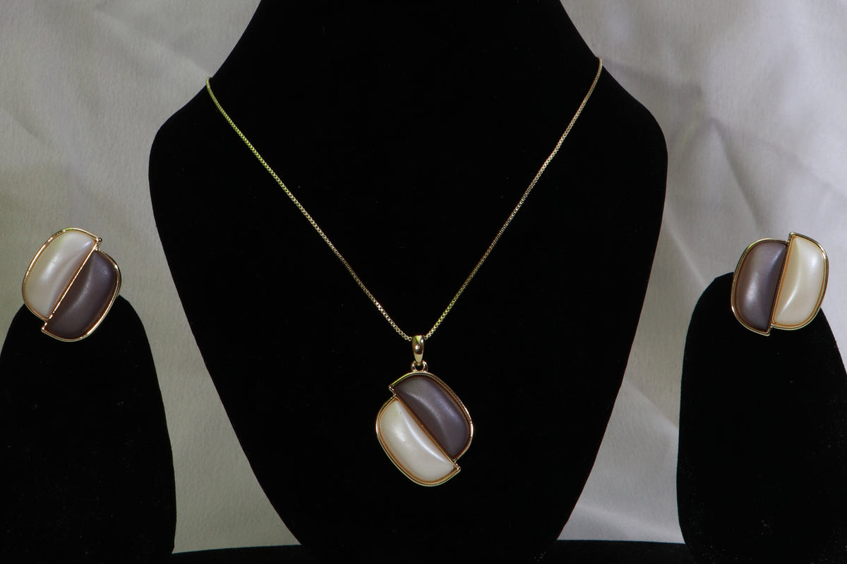 Gold-Tone Two-Tone Pendant Earring Set for Women