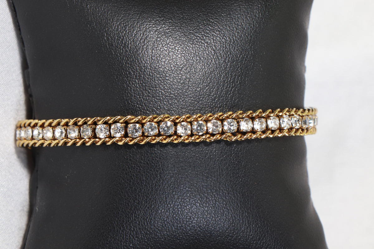 Asterials Elegant Gold-Tone Crystal Tennis Bracelet