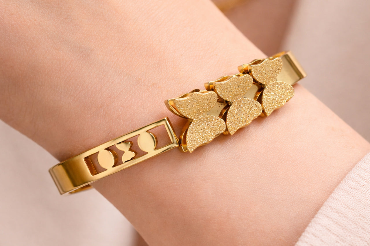 Golden Butterfly Charm Bangle